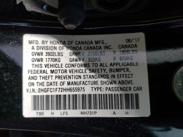 Photo 10 from auction – 2017 HONDA CIVIC EXL with VIN 2HGFC1F72HH655975
