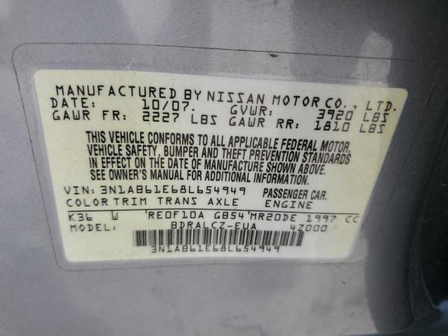 Photo 10 from auction – 2008 NISSAN SENTRA with VIN 3N1AB61E68L654949