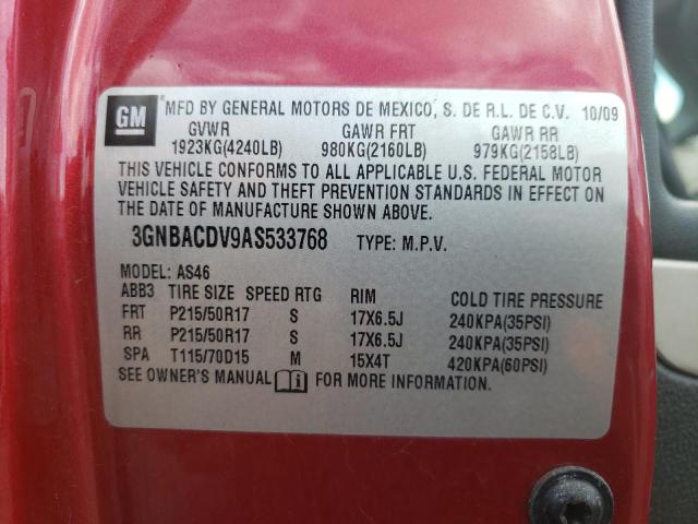 Photo 10 from auction – 2010 CHEVROLET HHR LT with VIN 3GNBACDV9AS533768