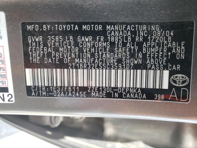 Photo 10 from auction – 2005 TOYOTA COROLLA CE with VIN 2T1BR32E55C359107