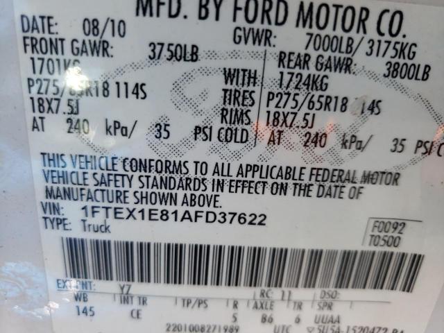 Photo 10 from auction – 2010 FORD F150 SUPER with VIN 1FTEX1E81AFD37622