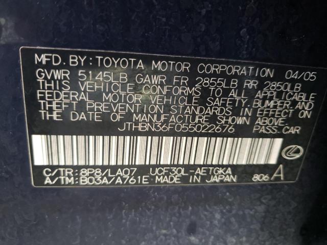 Photo 10 from auction – 2005 LEXUS LS 430 with VIN JTHBN36F055022676