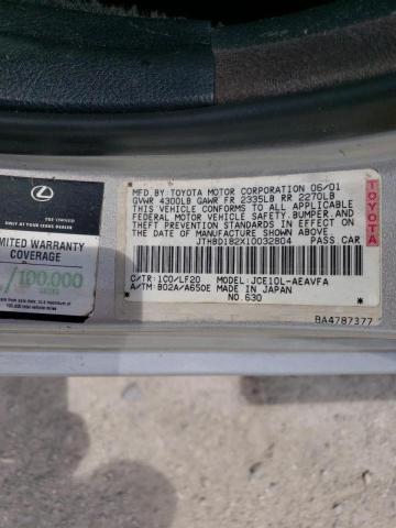Photo 10 from auction – 2001 LEXUS IS 300 with VIN JTHBD182X10032804