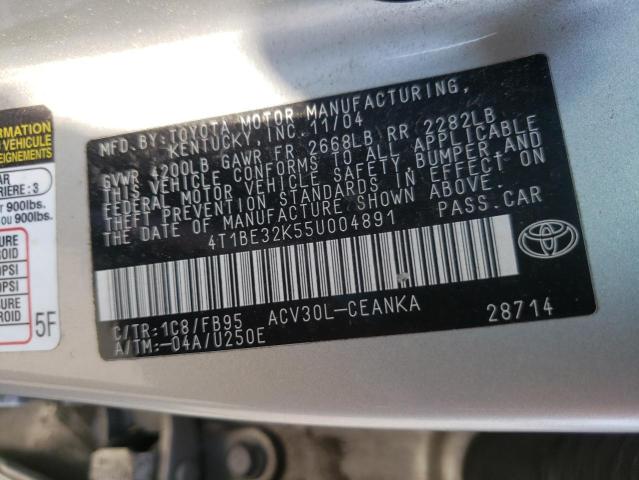 Photo 10 from auction – 2005 TOYOTA CAMRY with VIN 4T1BE32K55U004891