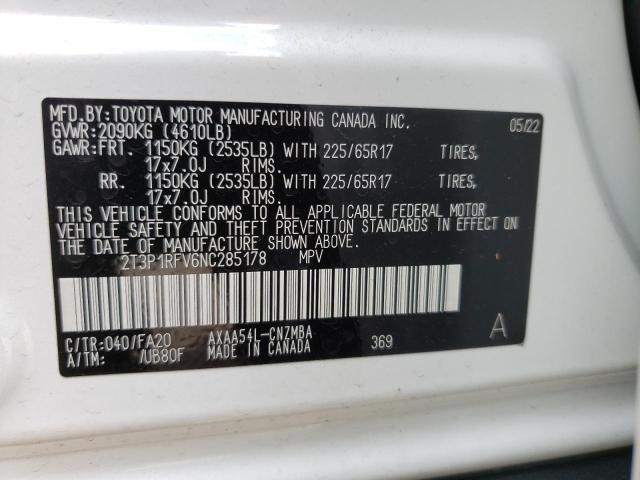 Photo 10 from auction – 2022 TOYOTA RAV4 XLE with VIN 2T3P1RFV6NC285178