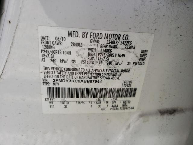 Photo 10 from auction – 2010 FORD EDGE LIMIT with VIN 2FMDK3KC0ABB67944