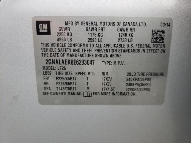 Photo 10 from auction – 2014 CHEVROLET EQUINOX LS with VIN 2GNALAEK0E6283047