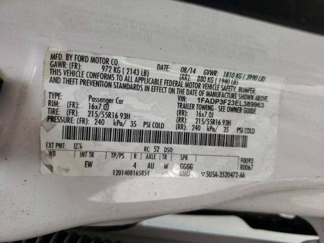 Photo 10 from auction – 2014 FORD FOCUS SE with VIN 1FADP3F23EL389963