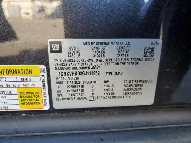 Photo 10 from auction – 2016 CHEVROLET TRAVERSE L with VIN 1GNKVHKD3GJ114952