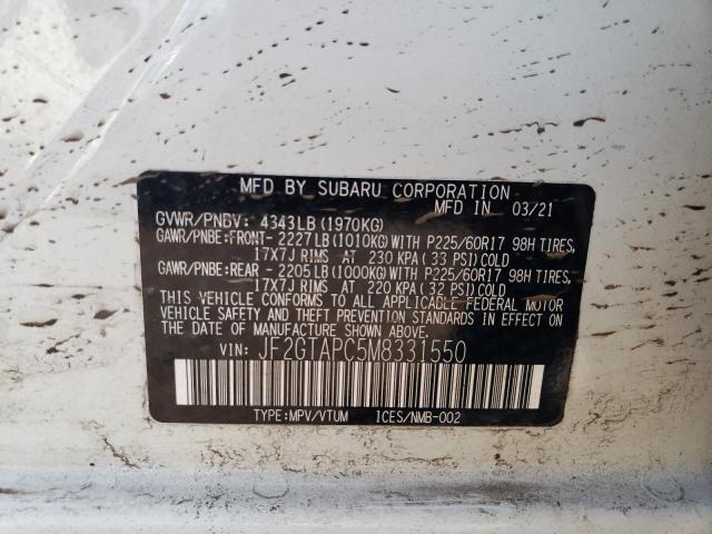 Photo 10 from auction – 2021 SUBARU CROSSTREK with VIN JF2GTAPC5M8331550