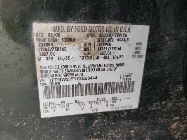 Photo 10 from auction – 2000 FORD F250 SUPER with VIN 1FTNW21F1YEC68444