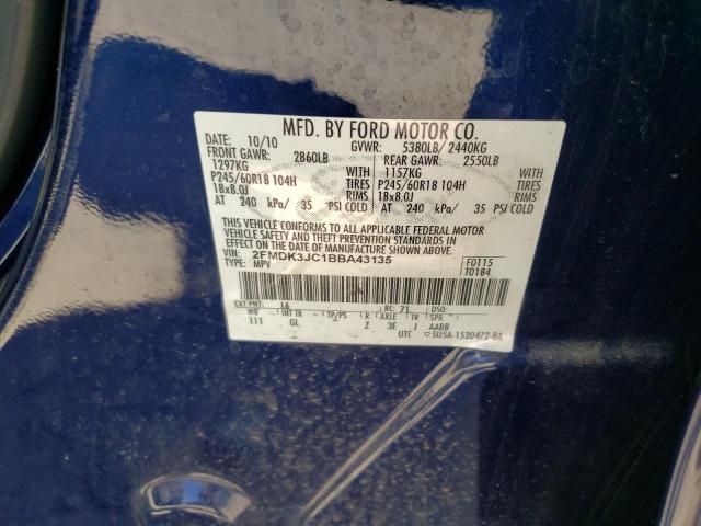 Photo 10 from auction – 2011 FORD EDGE SEL with VIN 2FMDK3JC1BBA43135