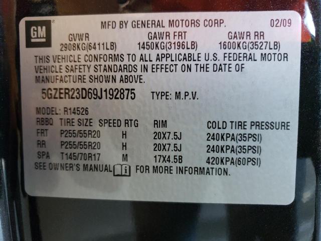 Photo 10 from auction – 2009 SATURN OUTLOOK XR with VIN 5GZER23D69J192875
