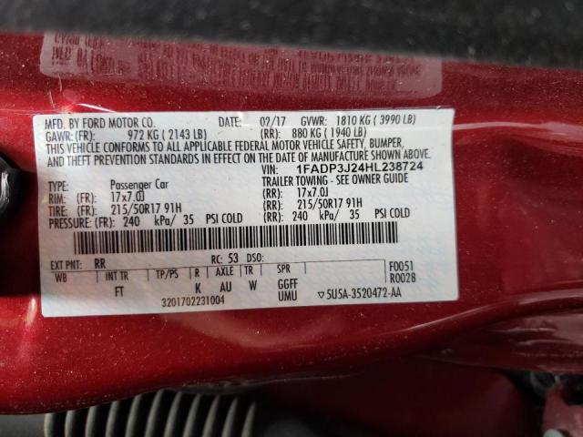 Photo 10 from auction – 2017 FORD FOCUS TITA with VIN 1FADP3J24HL238724