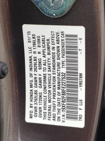 Photo 10 from auction – 2015 HONDA CIVIC EX with VIN 19XFB2F88FE227532