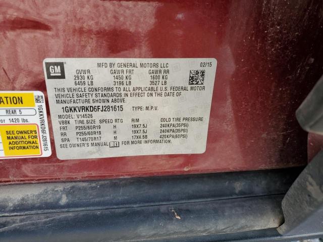 Photo 10 from auction – 2015 GMC ACADIA SLT with VIN 1GKKVRKD6FJ281615