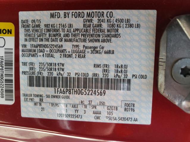 Photo 10 from auction – 2016 FORD MUSTANG with VIN 1FA6P8TH0G5224569