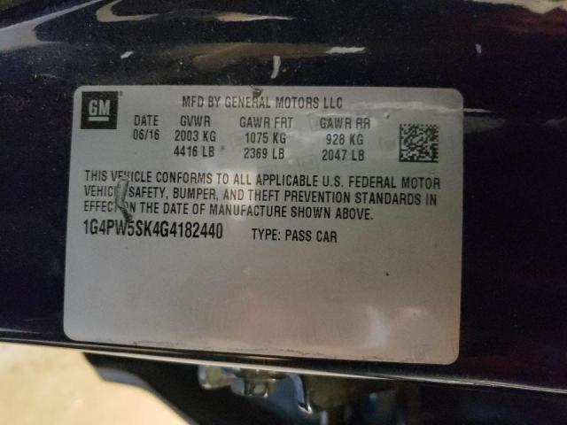 Photo 10 from auction – 2016 BUICK VERANO SPO with VIN 1G4PW5SK4G4182440