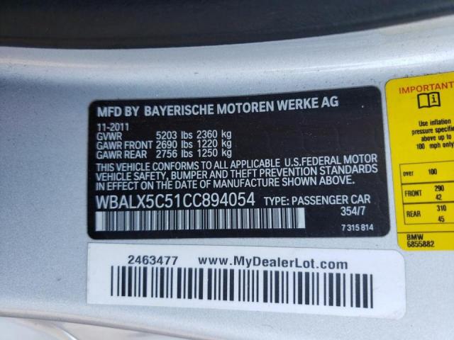 صورة رقم 10 من المزاد - 2012 BMW 650 XI مع VIN WBALX5C51CC894054
