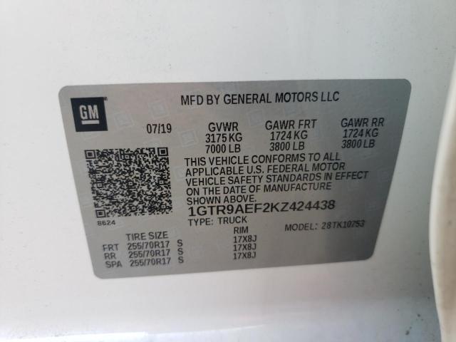 Photo 10 from auction – 2019 GMC SIERRA K15 with VIN 1GTR9AEF2KZ424438