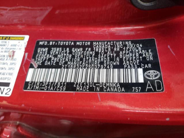 Photo 10 from auction – 2005 TOYOTA COROLLA CE with VIN 2T1BR32E25C379749