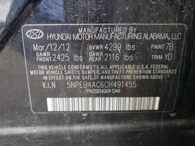 Photo 10 from auction – 2012 HYUNDAI SONATA GLS with VIN 5NPEB4AC6CH491455
