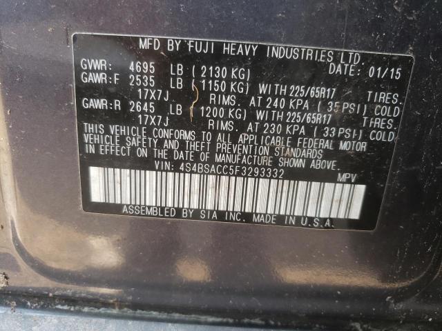 Photo 10 from auction – 2015 SUBARU OUTBACK 2. with VIN 4S4BSACC5F3293332