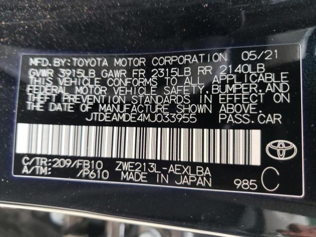 Photo 10 from auction – 2021 TOYOTA COROLLA LE with VIN JTDEAMDE4MJ033955