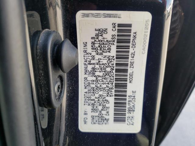 Photo 10 from auction – 2012 TOYOTA COROLLA BA with VIN 5YFBU4EE2CP024724