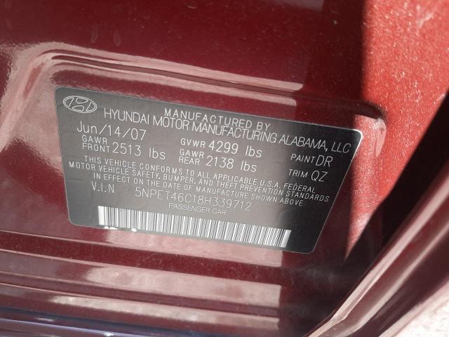 Photo 10 from auction – 2008 HYUNDAI SONATA GLS with VIN 5NPET46C18H339712