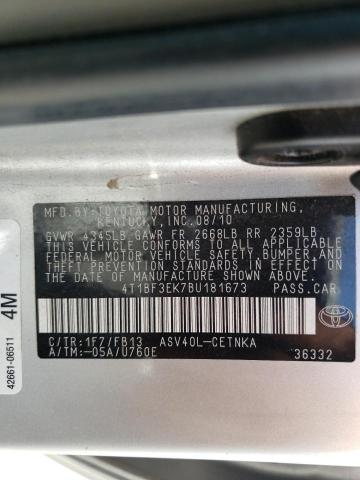 Photo 10 from auction – 2011 TOYOTA CAMRY BASE with VIN 4T1BF3EK7BU181673