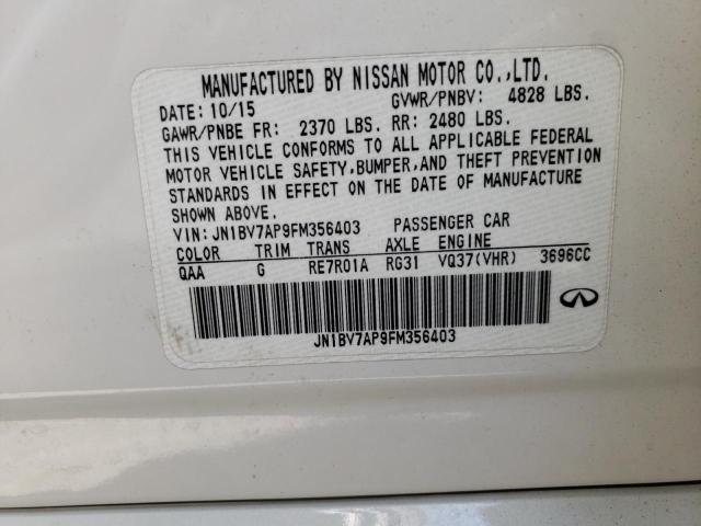 Photo 10 from auction – 2015 INFINITI Q50 BASE with VIN JN1BV7AP9FM356403