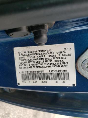 Photo 10 from auction – 2012 HONDA CIVIC EX with VIN 2HGFB2F81CH544313