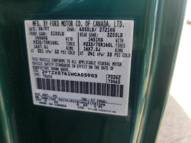 Photo 10 from auction – 1998 FORD F150 with VIN 2FTZX0761WCA05903