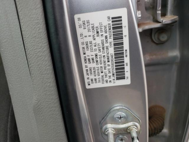 Photo 10 from auction – 2008 HONDA ACCORD LX with VIN JHMCP26358C065487