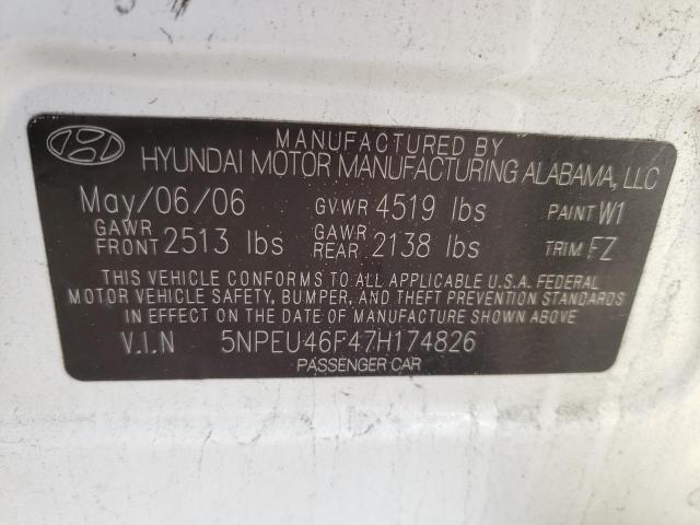 Photo 10 from auction – 2007 HYUNDAI SONATA SE with VIN 5NPEU46F47H174826