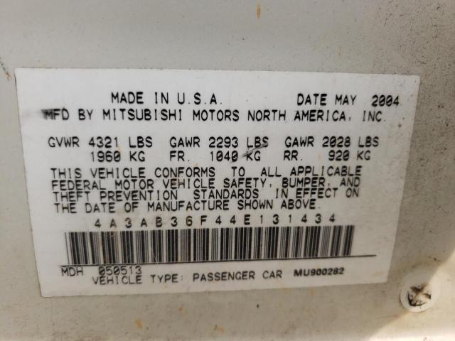 Photo 10 from auction – 2004 MITSUBISHI GALANT ES with VIN 4A3AB36F44E131434