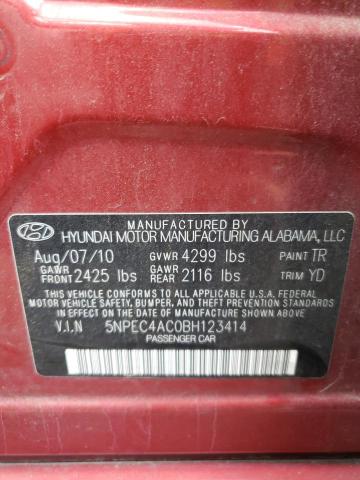 Photo 10 from auction – 2011 HYUNDAI SONATA SE with VIN 5NPEC4AC0BH123414