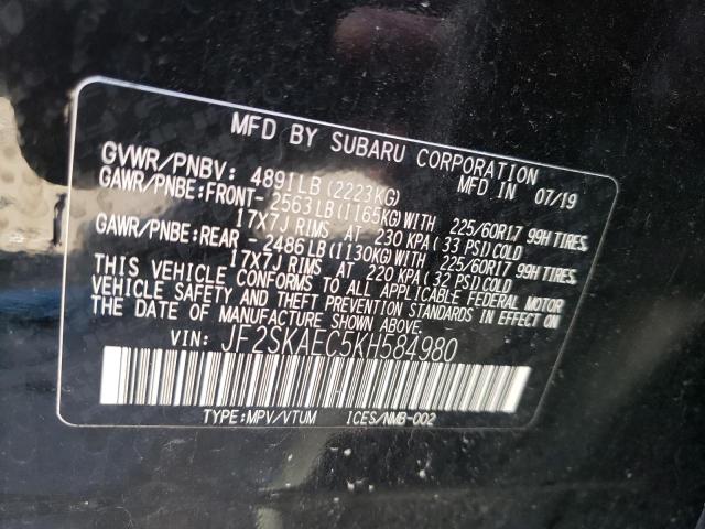 Photo 10 from auction – 2019 SUBARU FORESTER P with VIN JF2SKAEC5KH584980