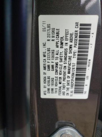 Photo 10 from auction – 2011 HONDA ACCORD LXP with VIN 1HGCP2F42BA129757