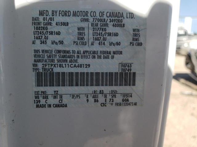 Photo 10 from auction – 2001 FORD F150 with VIN 2FTPX18L11CA48129