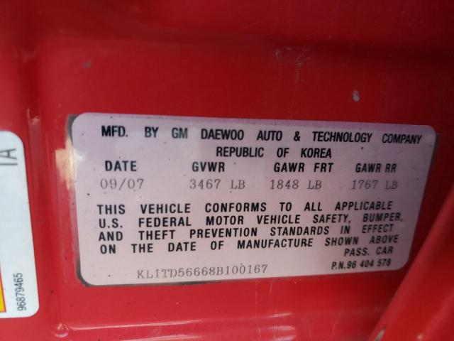 Photo 10 from auction – 2008 CHEVROLET AVEO BASE with VIN KL1TD56668B100167