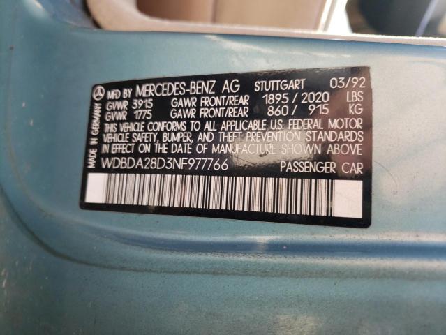 Photo 10 from auction – 1992 MERCEDES-BENZ 190 E 2.3 with VIN WDBDA28D3NF977766
