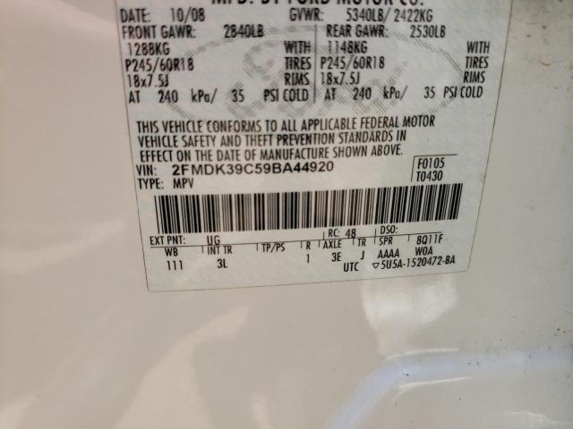 Photo 10 from auction – 2009 FORD EDGE LIMIT with VIN 2FMDK39C59BA44920
