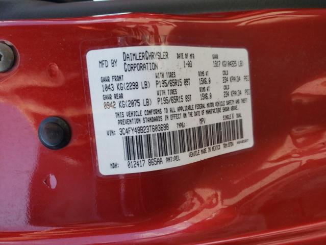 Photo 10 from auction – 2003 CHRYSLER PT CRUISER with VIN 3C4FY48B23T603698