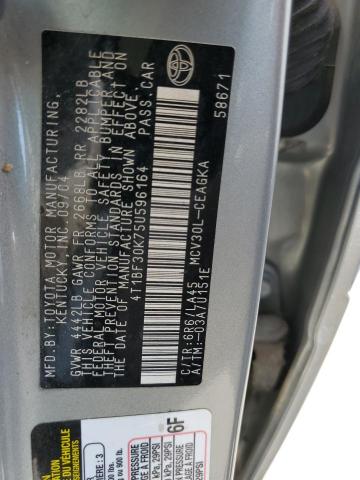 Photo 10 from auction – 2005 TOYOTA CAMRY LE with VIN 4T1BF30K75U596164