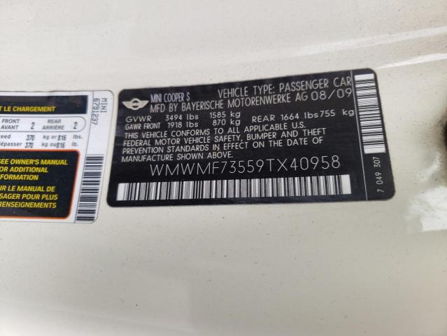 Photo 10 from auction – 2009 MINI COOPER with VIN WMWMF73559TX40958