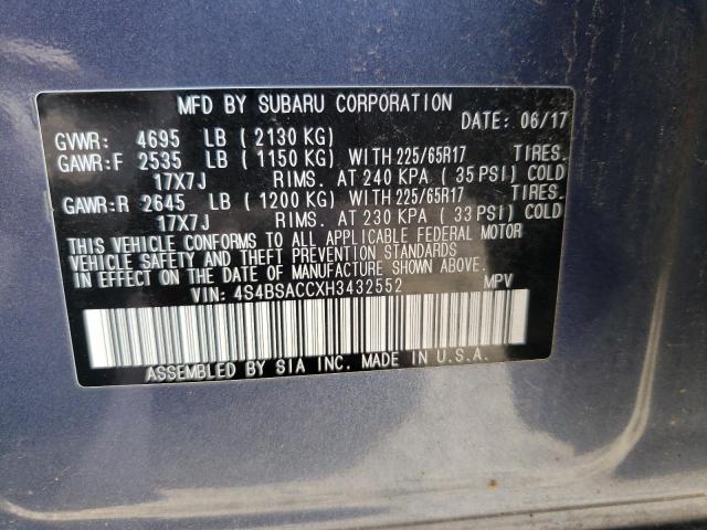 Photo 10 from auction – 2017 SUBARU OUTBACK 2. with VIN 4S4BSACCXH3432552