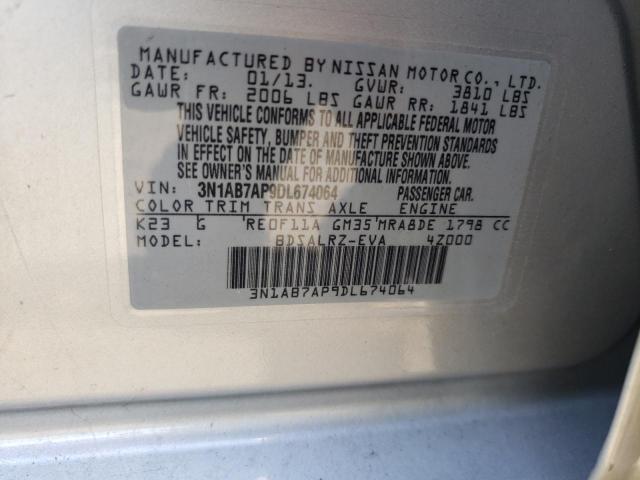 Photo 10 from auction – 2013 NISSAN SENTRA S with VIN 3N1AB7AP9DL674064