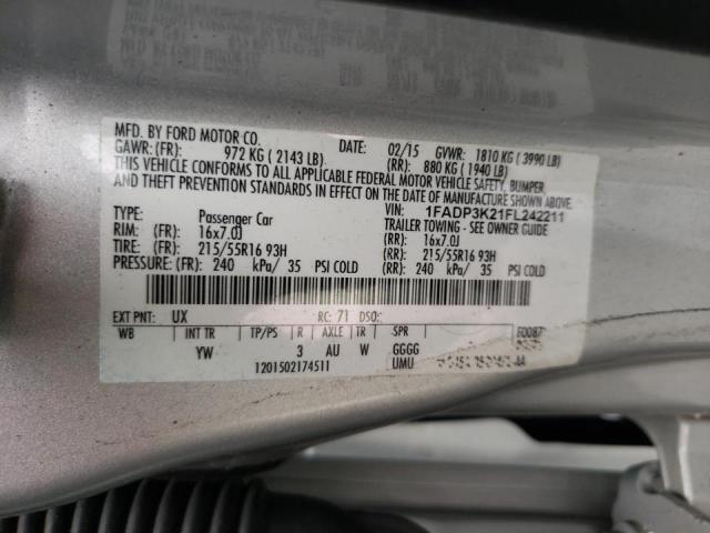 Photo 10 from auction – 2015 FORD FOCUS SE with VIN 1FADP3K21FL242211